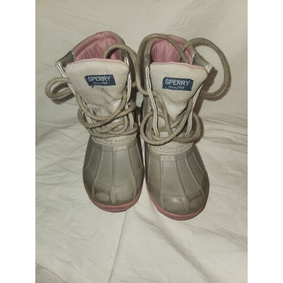 toddler girl Sperry duck boots size 11M Grey/ pink - Picture 1 of 6